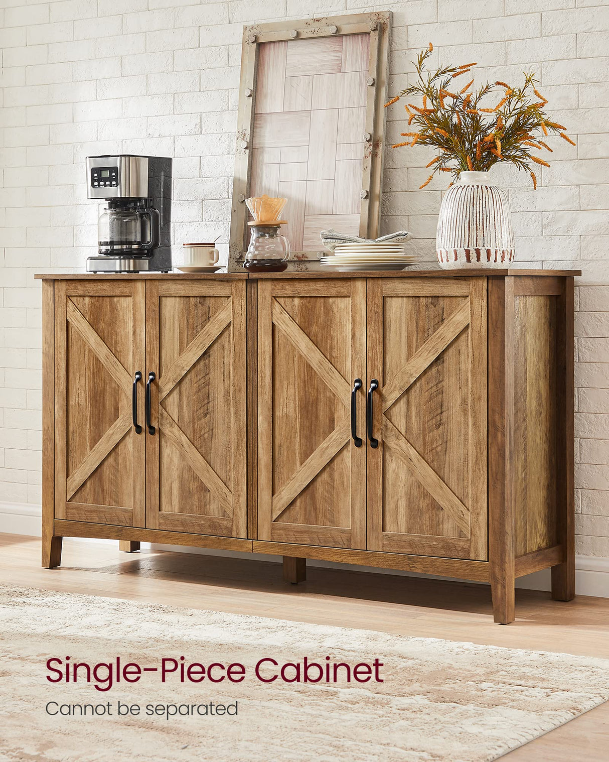 Buffet Storage Cabinet, 15.7" D x 59" W x 31.5" H Credenza Sideboard Table