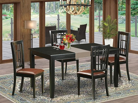 DUNI5-BLK-LC Dudley 5 Piece Dinette Set for 4 Includes a Rectangle Room