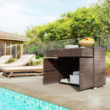 Outdoor Storage Cabinet, Hot Tub Accessory Storage, Freestanding PE Rattan Wicker Cabinet