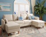 Sectional Sofa, Chenille U-Shaped Couch with Chaises and 2 Armrest Pillows,