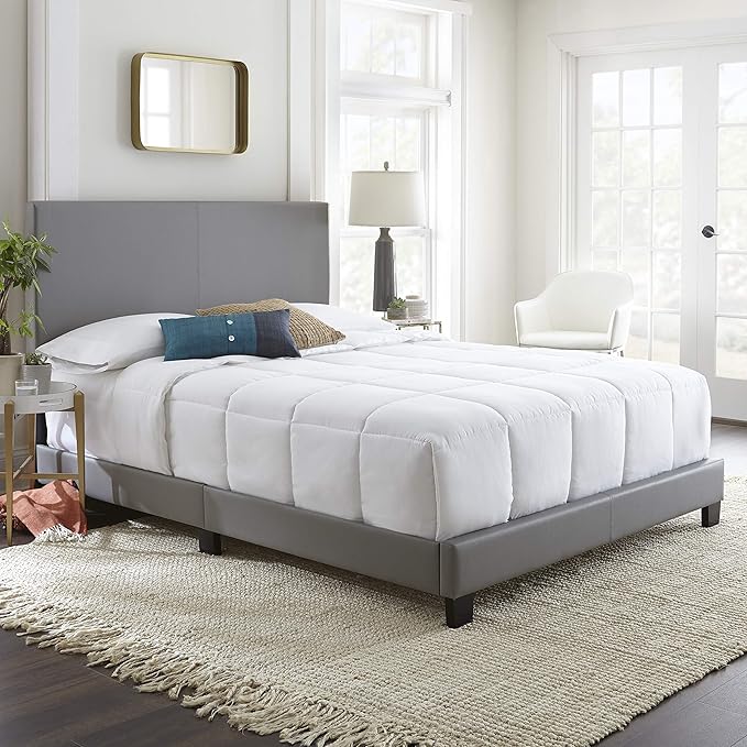 Florence Upholstered Platform Bed Frame Mattress Foundation with Faux Leather