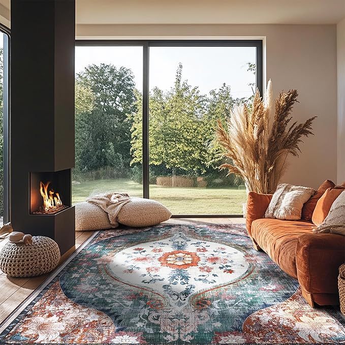 Ruggables Washable Rugs 8x10 Area Rugs for Living Room Washable Vintage Boho Rugs