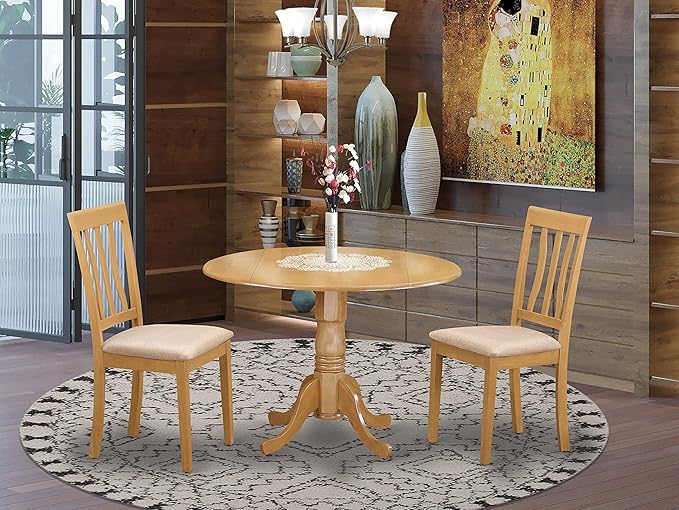 DLAN5-BLK-C 5 Piece Dining Room Table Set Includes a Round Kitchen Table