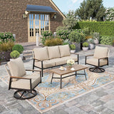 Patio Furniture Set, 2 x High Back Cushioned Leg Chair, 1 x 3-Seat Sofa
