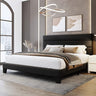 King Bed Frame Platform Bed with Linen Fabric Upholstered Headboard