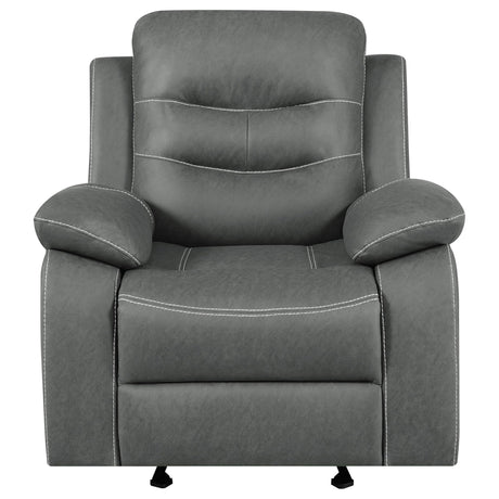 Glider Recliner Chair, Dark Gray Microfiber Leather, Tufted