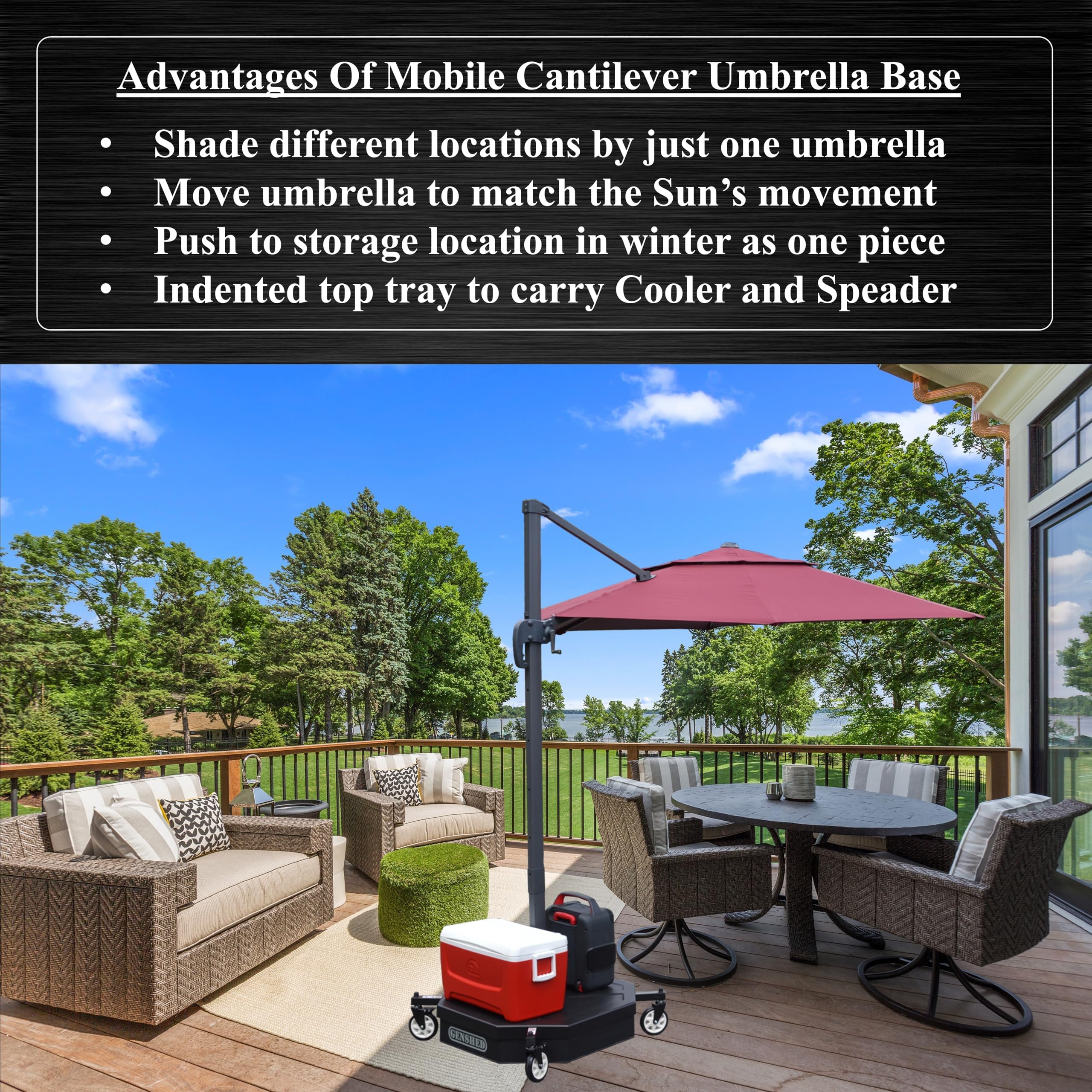 Multi-Function Mobile Cantilever Umbrella base - Including Large Mobile Umbrella Base