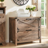 2 Drawer Farmhouse File Cabinet, Lateral Filing Cabinet with Lock for Home Office