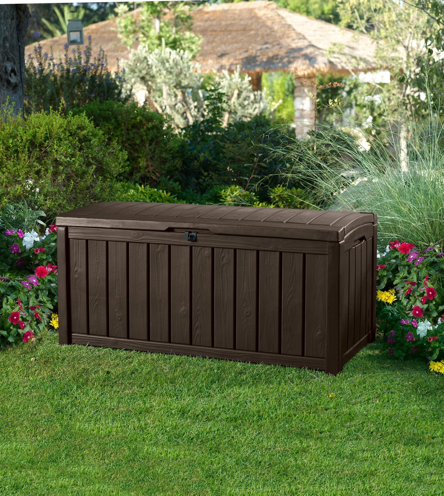 Glenwood 101 Gallon Resin Large Deck Box-Organization and Storage for Patio Furniture