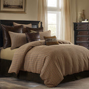 Clifton Rustic King Comforter Set - Brown Houndstooth 3-Piece Bedding
