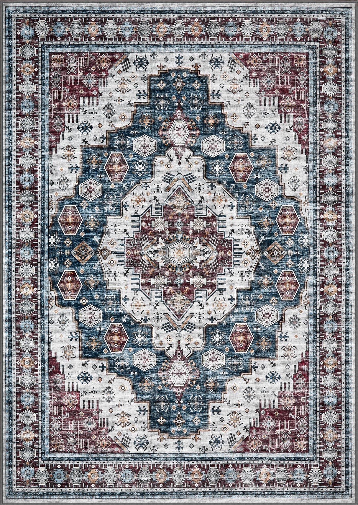 Rug Living Room Rugs: 8x10 Area Rug Large Boho Medallion Distressed Carpets Indoor