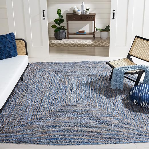 Cape Cod Handmade Jute & Cotton Area Rug 10x14 - Green & Natural Braided Design