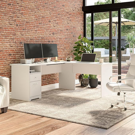 L Shaped Desk with Drawers for Executive and Home Office