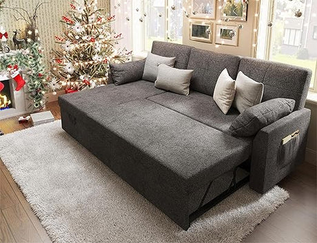 Pull Out Sofa, 112 Inch Oversized U Shape Sleeper Sofa Couch with Storage