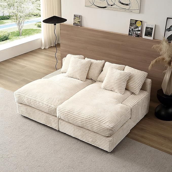 U-Shaped Oversized Corduroy Modular Sectional Sofa Couch
