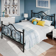 SHA CERLIN Queen Size Bed Frame and Headboard,Metal Bed Frame with Butterfly Pattern Design Headboard & Footboard,No Box Spring Needed,Easy Assembly,Black