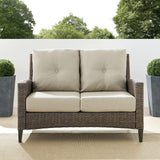 Crosley Furniture Rockport Wicker Outdoor Loveseat, 2-Person Patio Couch for Porch, Deck, Backyard, Balcony, Light Brown