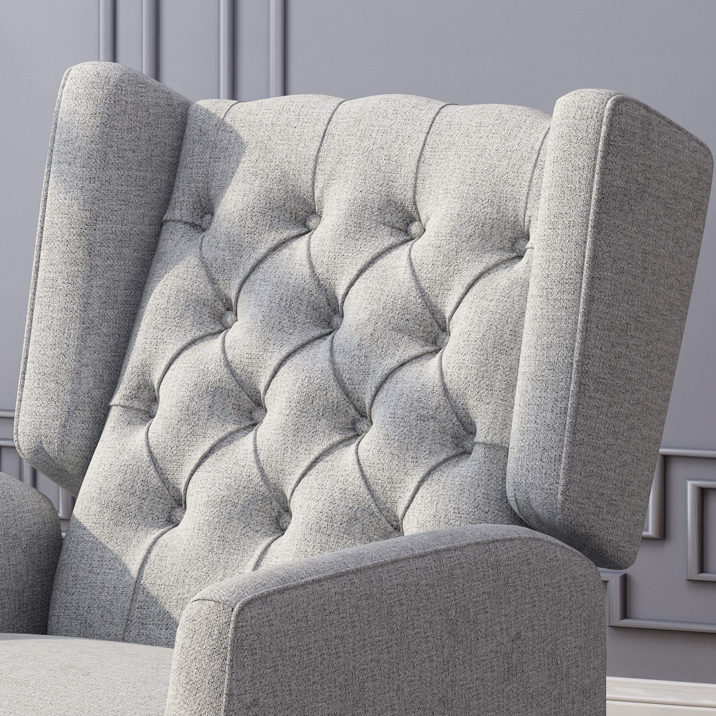 Knight Home Diana Wingback Recliner, Gray + Dark Brown