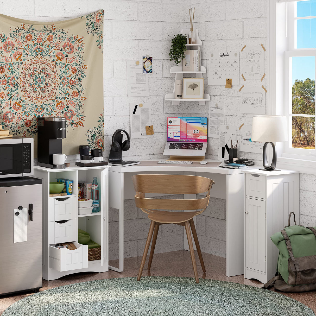 Ashland 1-Door, 3-Drawer Floor Cabinet, One Size, White