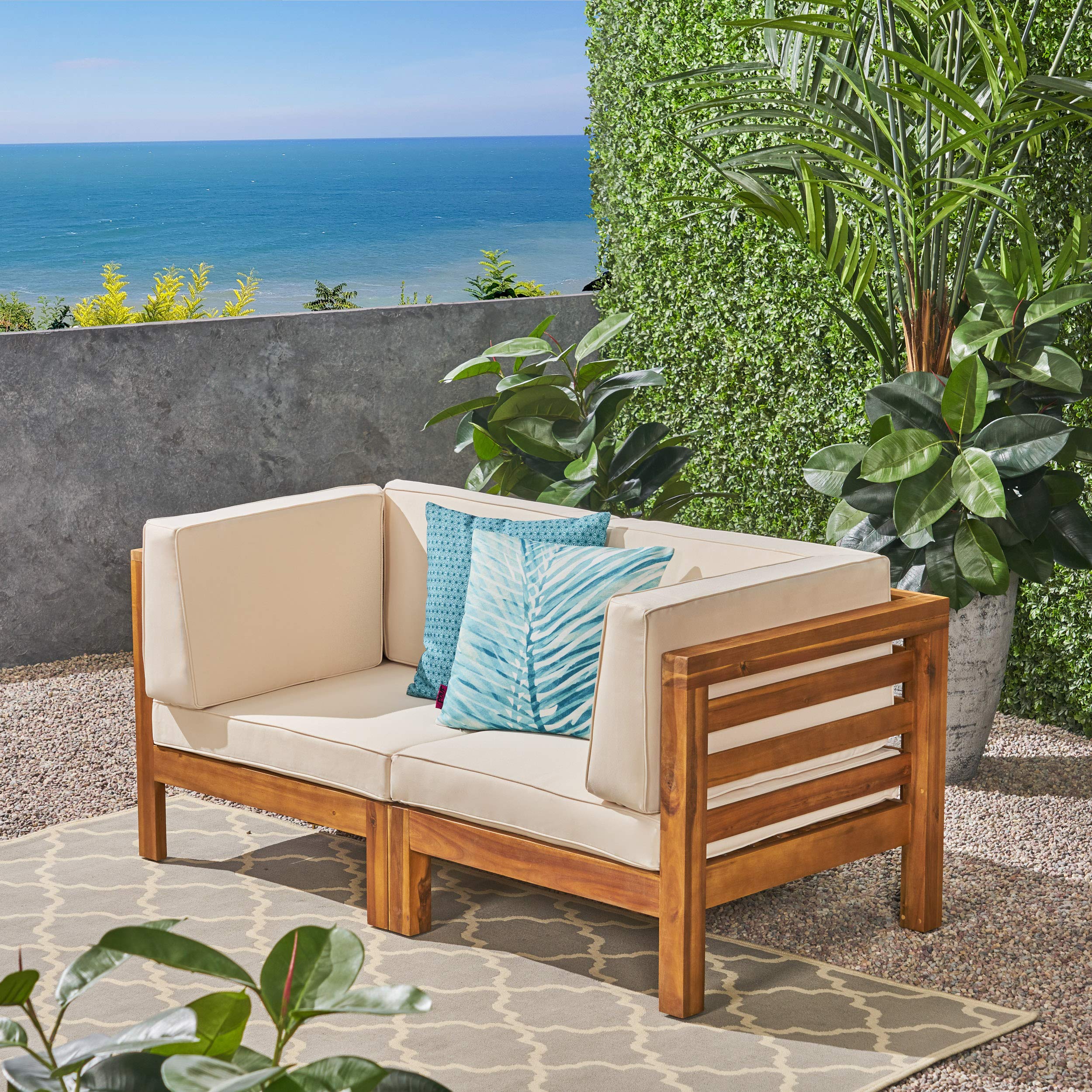 Great Deal Furniture GDFStudio Outdoor Sectional Loveseat Set