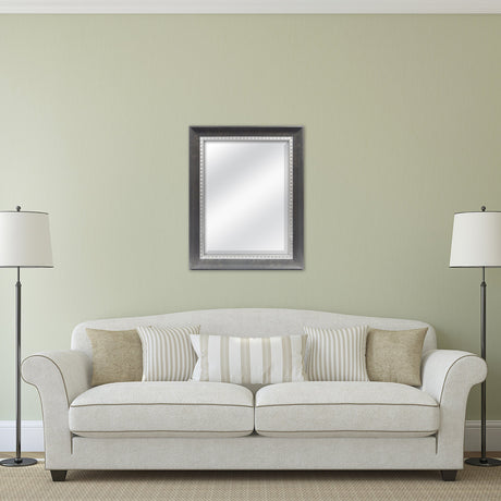 18x24 Inch Sloped Mirror with Dental Molding Detail, 23.5x29.5 Inch Overall Size