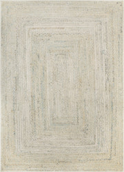 Raggi Vintage Ivory Green Chindi Braided Pattern Area Rug (3'11" x 5'3")