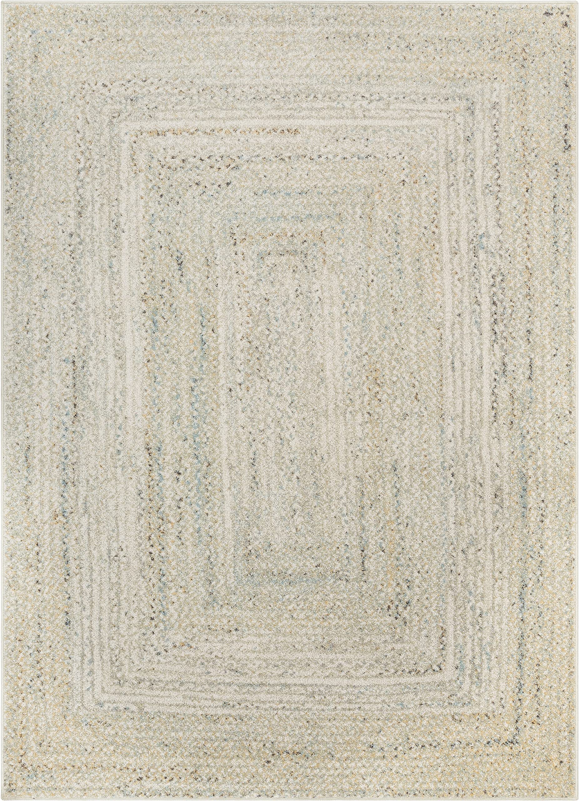 Raggi Vintage Ivory Green Chindi Braided Pattern Area Rug (3'11" x 5'3")