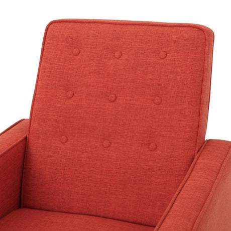 GDFStudio Macedonia Mid Century Modern Tufted Back Fabric Recliner (Muted Orange)