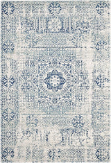 Evoke Collection 8' x 10' Ivory/Blue EVK260C Oriental Medallion Distressed Non-Shedding