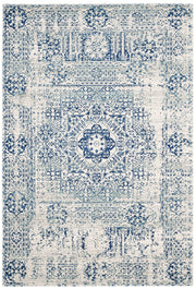 Evoke Collection 8' x 10' Ivory/Blue EVK260C Oriental Medallion Distressed Non-Shedding