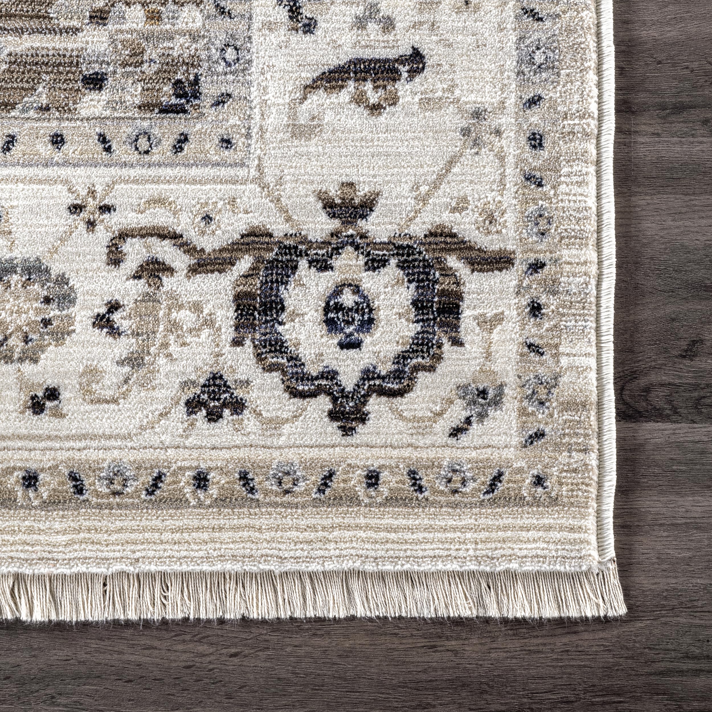 nuLOOM Oliveira Floral Medallion Fringe Area Rug, 8x10, Beige