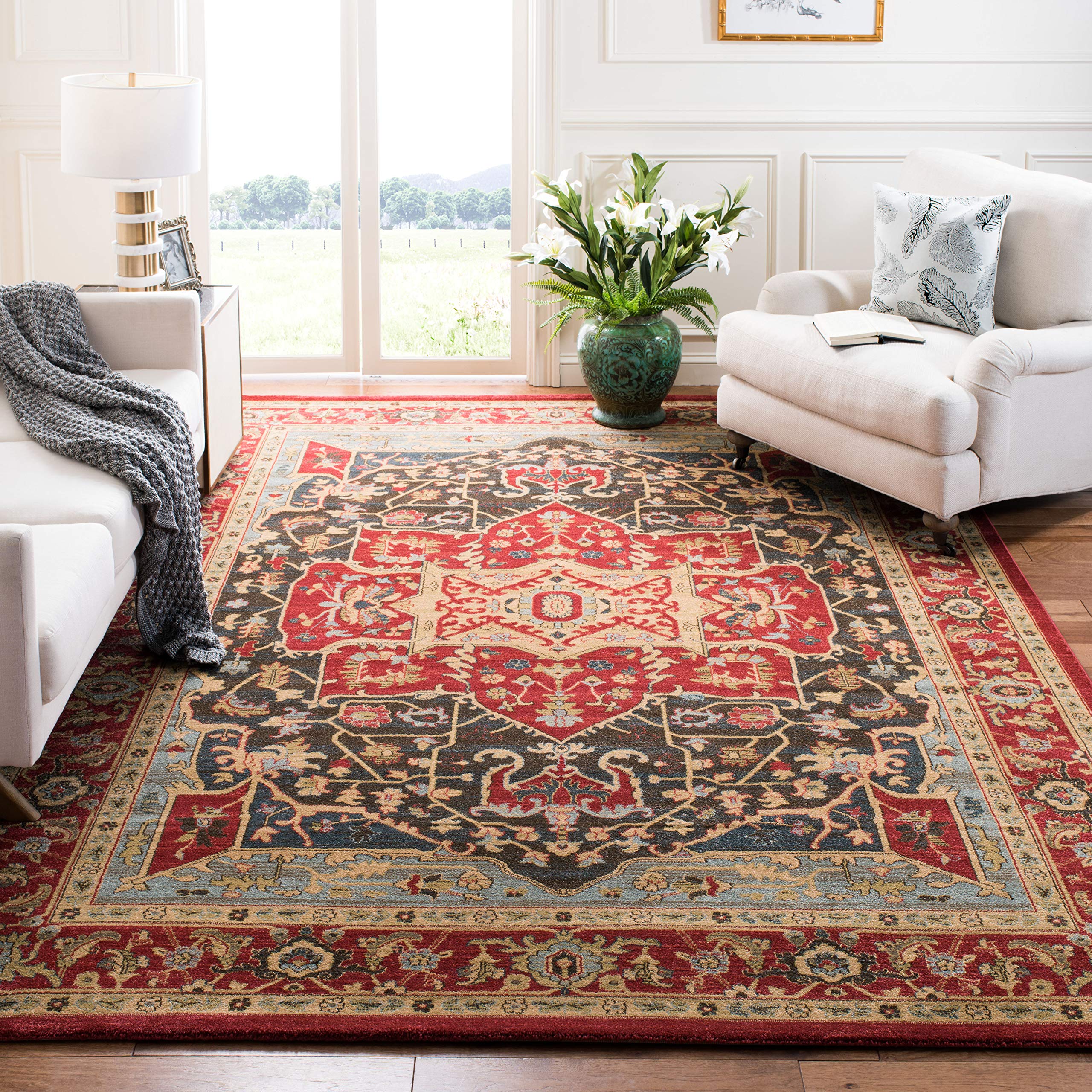 Mahal Collection Area Rug - 10' x 14', Red & Red, Traditional Oriental Design