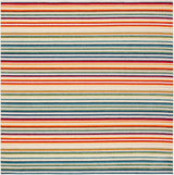 Cabana Collection Area Rug - 8' Square, Ivory & Green, Stripe Design