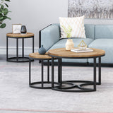 Roberta Coffee Table Set, Antique Brown, Black, 31.5D x 31.5W x 18.5H in