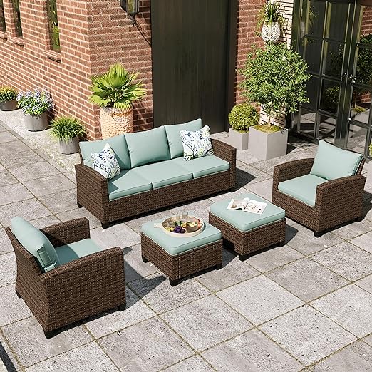 Patio Furniture Set, 5 Pcs Wicker Outdoor Conversation Set