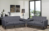 Modern Collection Upholstered Linen loveseat with Wood Legs and Two Button