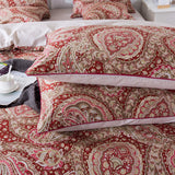 Paisley Duvet Cover Set Queen Red and Beige Reversible Paisley Floral Bedding 100%