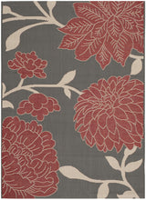 Courtyard Collection 4' x 5'7" Anthracite / Red CY7321 Indoor/ Outdoor Waterproof Easy