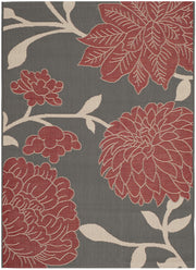 Courtyard Collection 4' x 5'7" Anthracite / Red CY7321 Indoor/ Outdoor Waterproof Easy