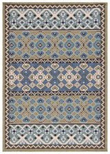 Veranda Collection Area Rug - 8' x 11', Green & Blue, Boho Design, Non-Shedding
