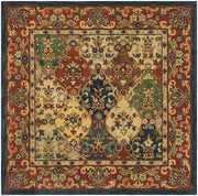 Heritage Collection 6' Square Beige / Burgundy HG911B Handmade Traditional Oriental Premium Wool Area Rug