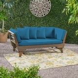 Aldrich Outdoor Acacia Wood Expandable Daybed with Water Resistant Cushions