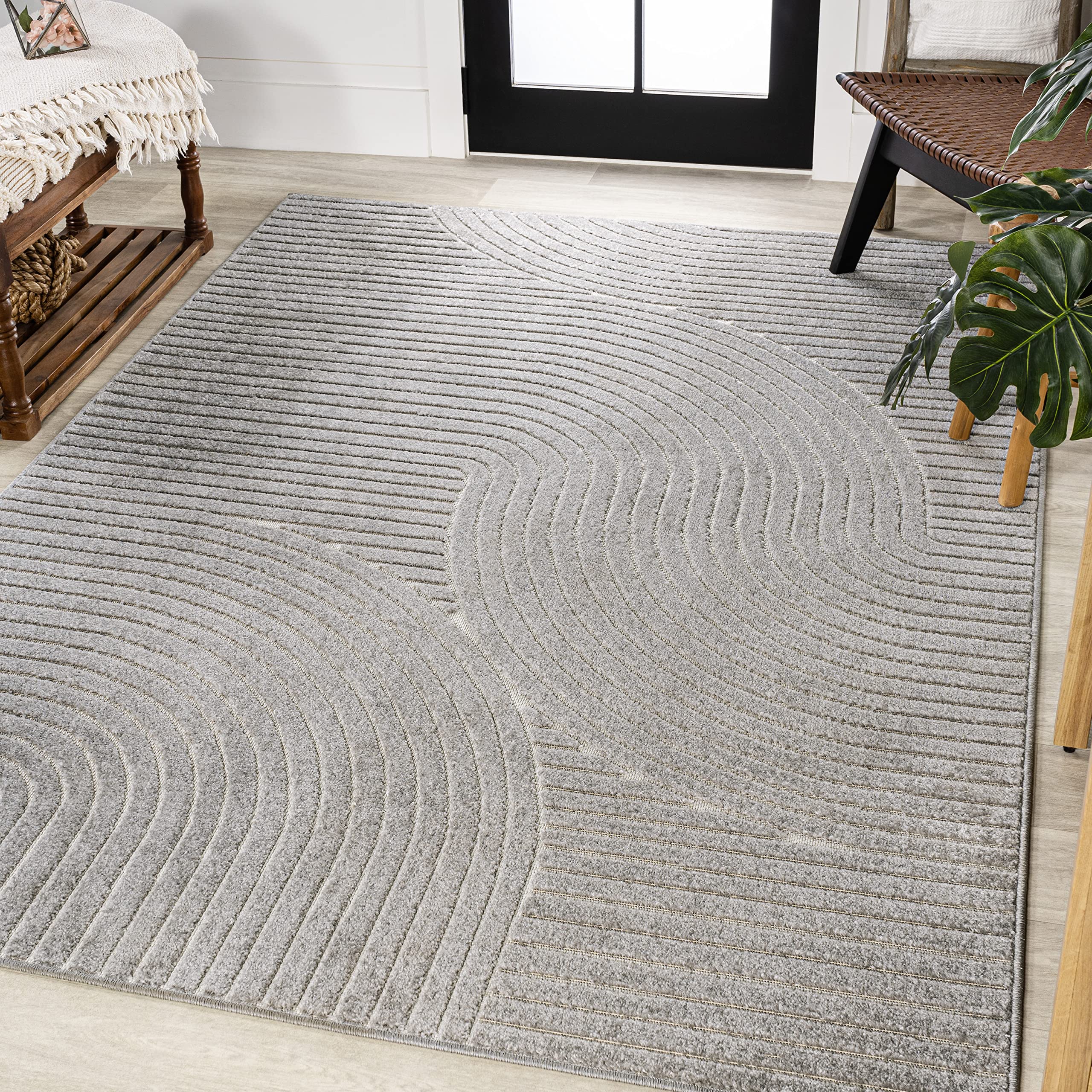 SCN100A-8 Skagen High-Low Minimalist Curve Geometric Indoor/Outdoor Area Rug