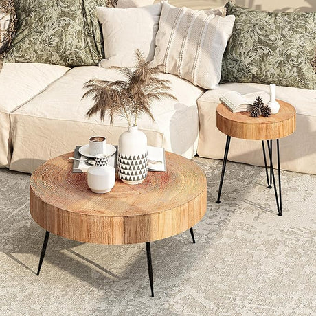 2-Piece Modern Farmhouse Living Room Coffee Table Set