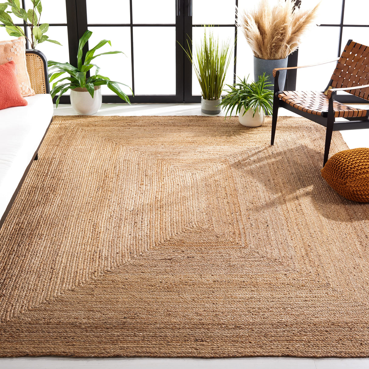 Cape Cod Collection Area Rug - 8' x 10', Natural, Handmade Flat Weave Jute, Ideal for High