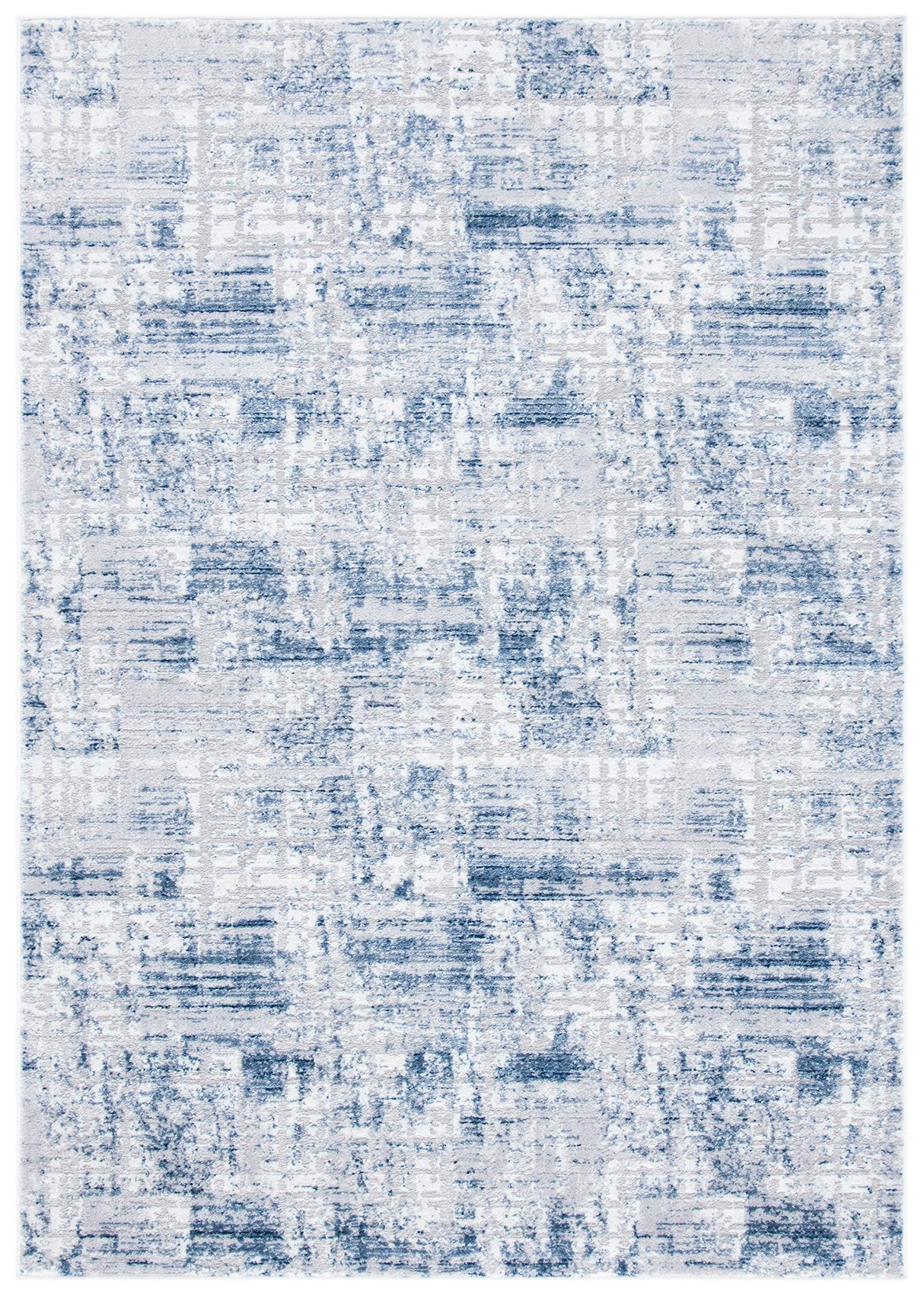 Amelia Collection Accent Rug - 4' x 6', Navy & Light Grey, Modern Abstract Distressed Design,