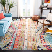 Madison Collection Area Rug 10' x 14' - Blue & Orange Boho Chic Tribal Design