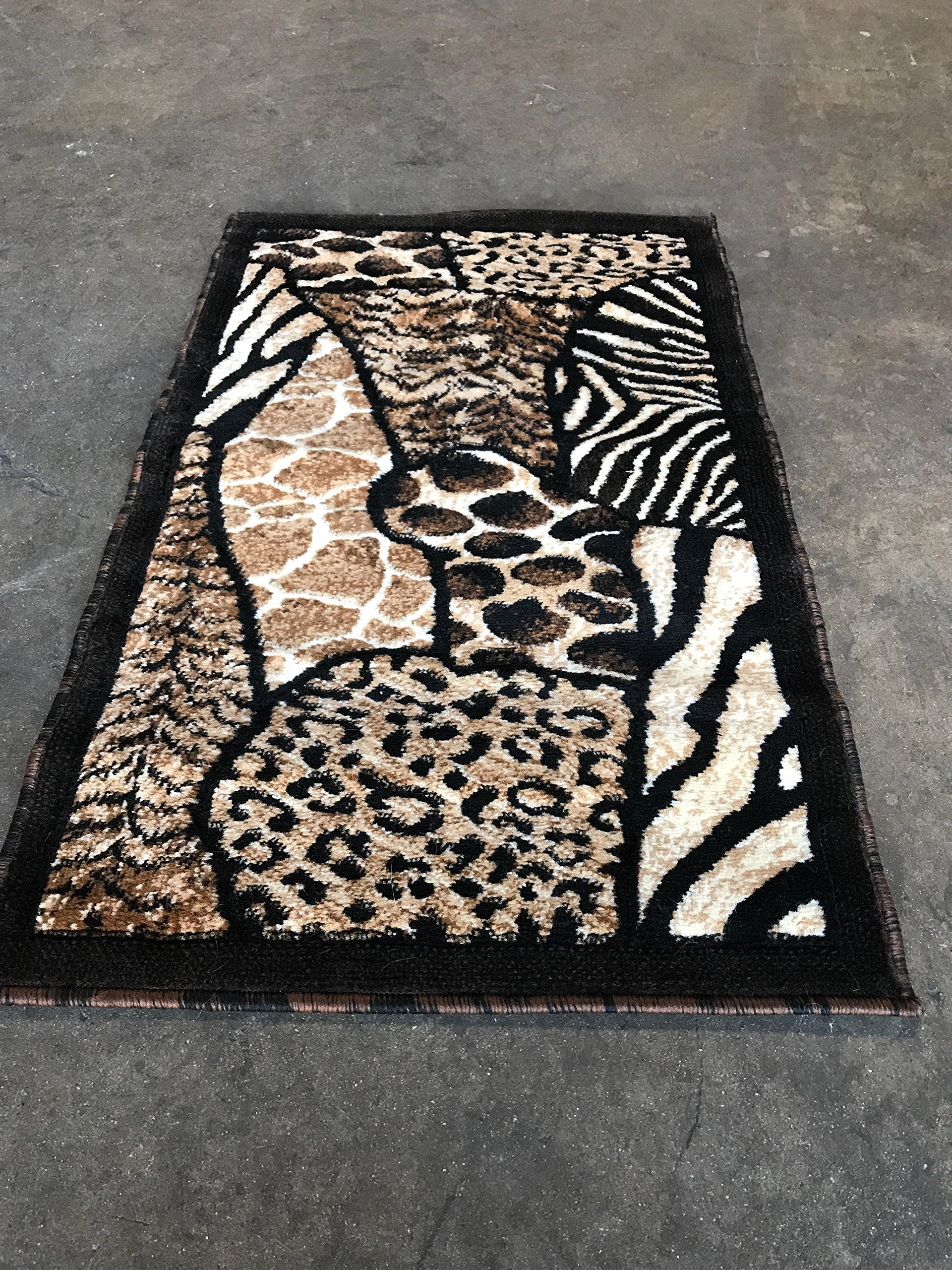 Animal Skin Print Door Mat Rug Leopard Tiger Zebra Black Brown Beige