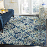 Evoke Collection 8' x 10' Royal / Light Blue EVK230A Medallion Damask Non-Shedding Living Room