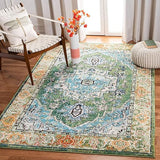 Monaco Collection Area Rug - 8' x 10' Red & Turquoise Boho Oriental Medallion